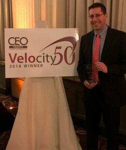 Patrick Murray accepting Velocity 50 Award