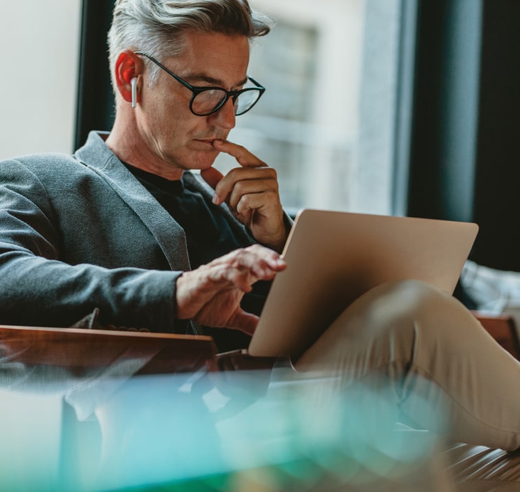 Man working on a laptop